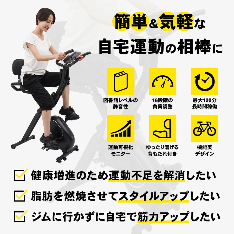 STEADY 背もたれ付きフィットネスバイク ST120【送料無料】